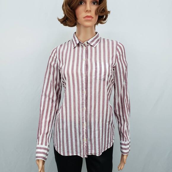 J. Crew Shirt Top Button Front Lydia Stripe Long Sleeves Cotton XS - Picture 3 of 11